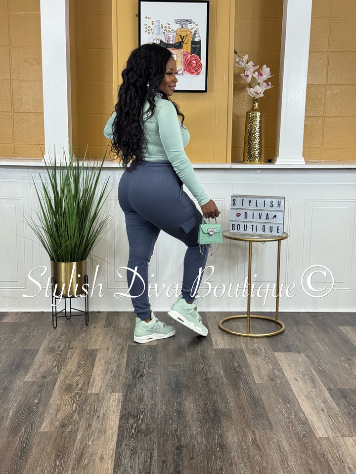 In A Mood Cargo Joggers (Denim Blue)