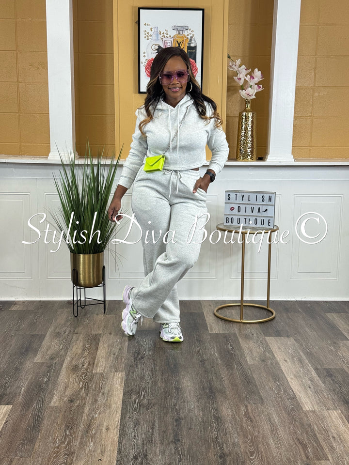 Comfort Mode Pullover Fleece Set (Light Heather Grey)