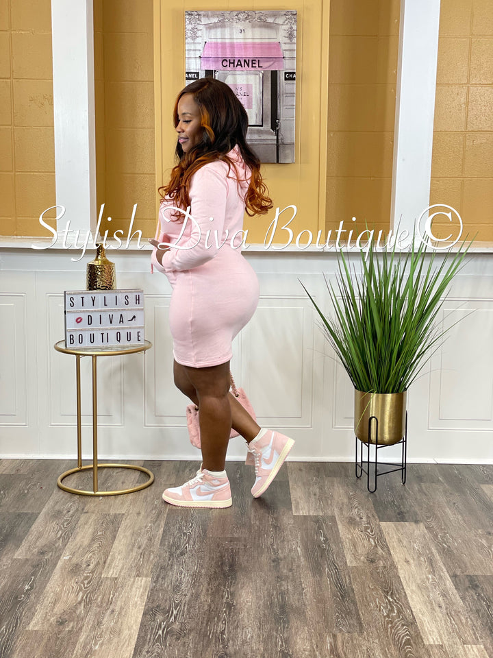 Mako Fleece Hoodie Dress (Pink)