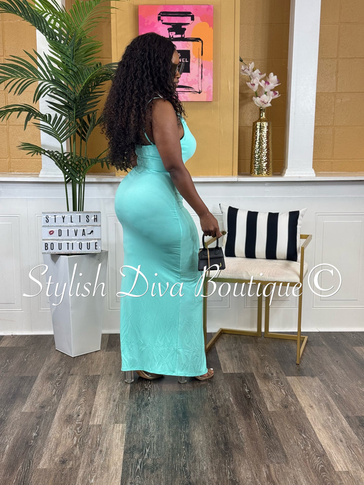 Minnie Cowl Neck Maxi Dress (Mint)