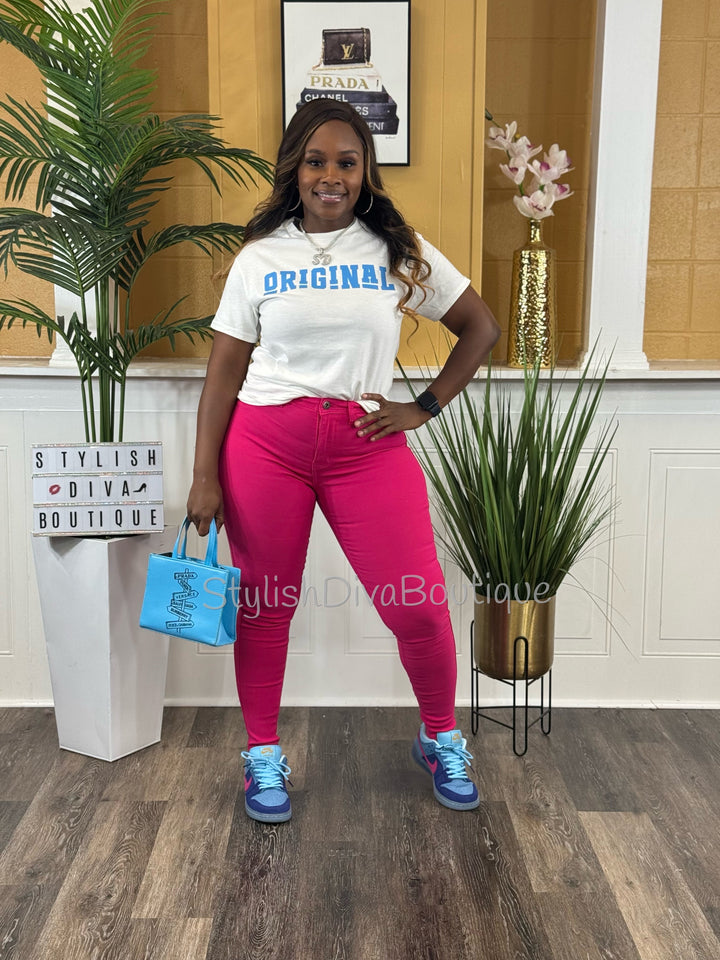 So Curvy Stretch Skinny Jeans up to 2XL (Fuchsia Pink)