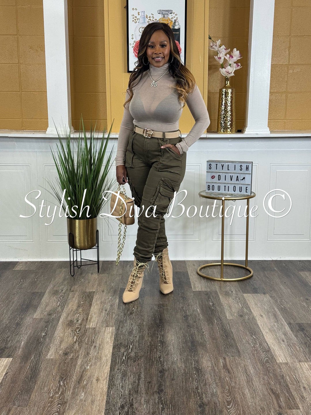 Sienna Cargo Joggers up to 3XL (Olive)