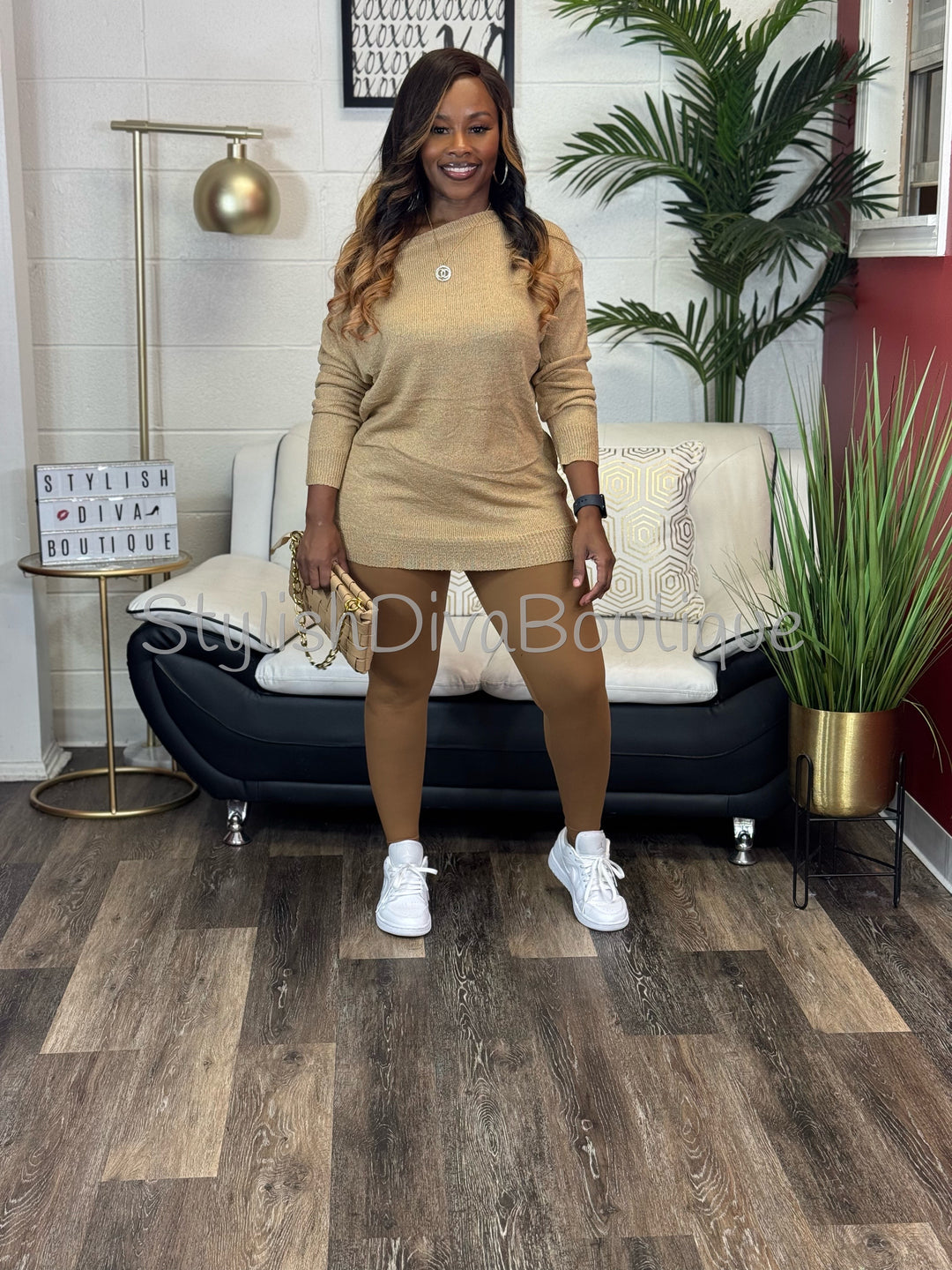 Bobbi Off Shoulder Everyday Sweater (Camel)