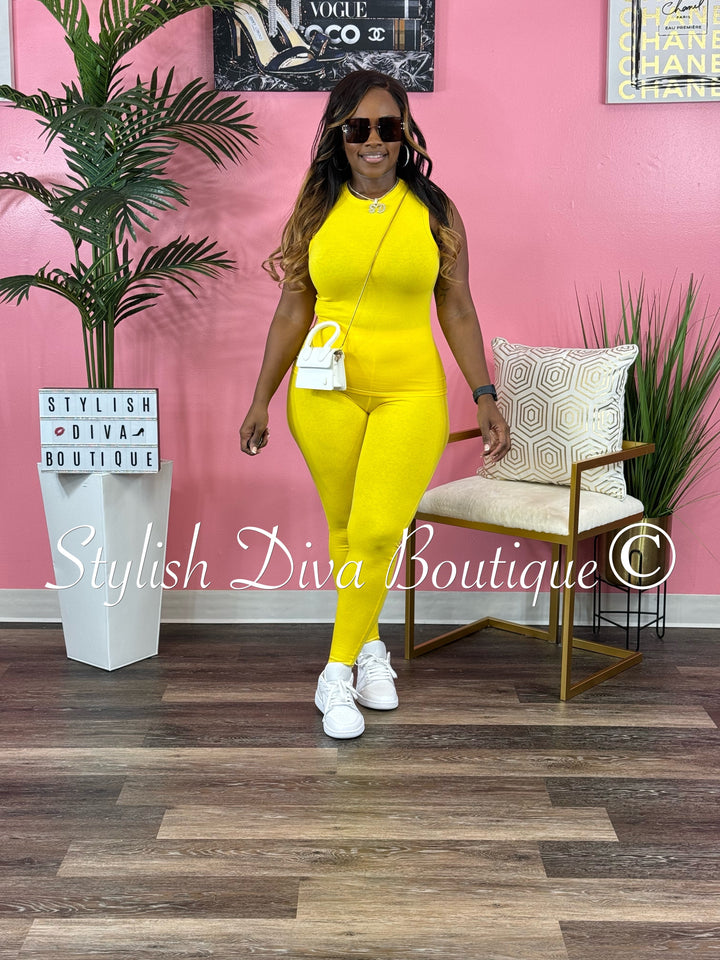 Miranda Sleeveless Legging Set (Yellow)