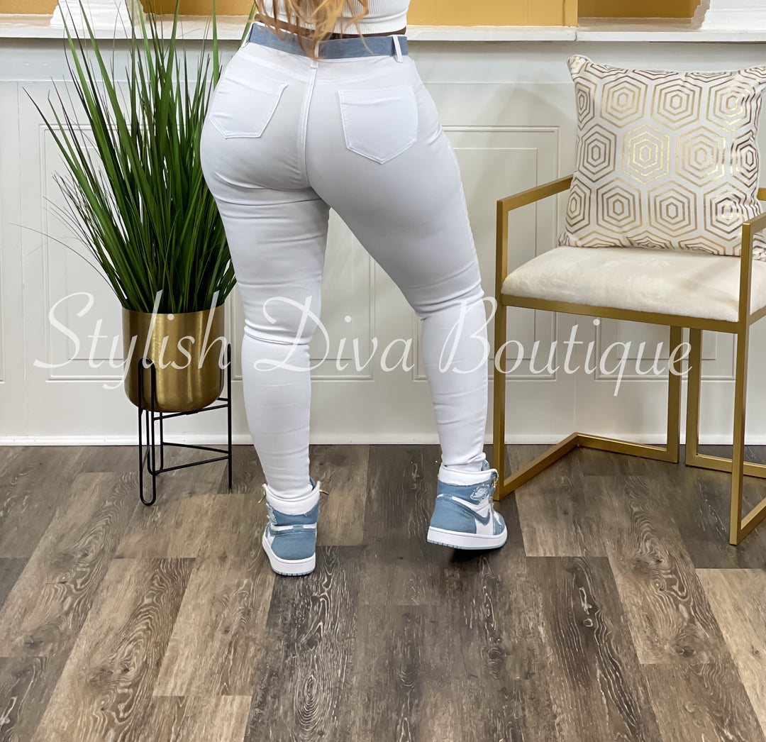 So Curvy Stretch Skinny Jeans up to 2XL (White)