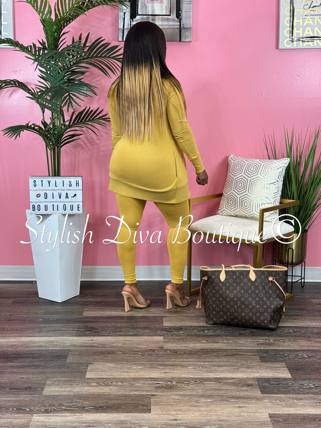 Terri 2pc Cardigan Set (Lt Mustard)