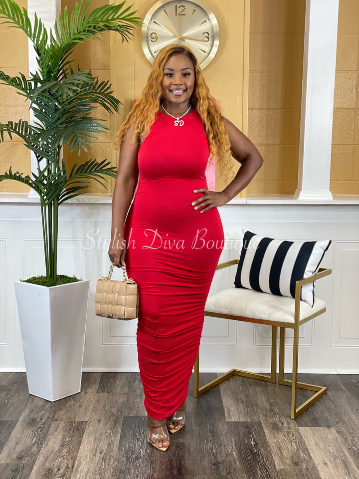 Candace Midi Dress (Red)