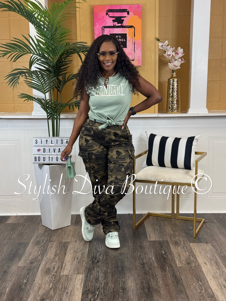 New Look Camo Shirred Pants