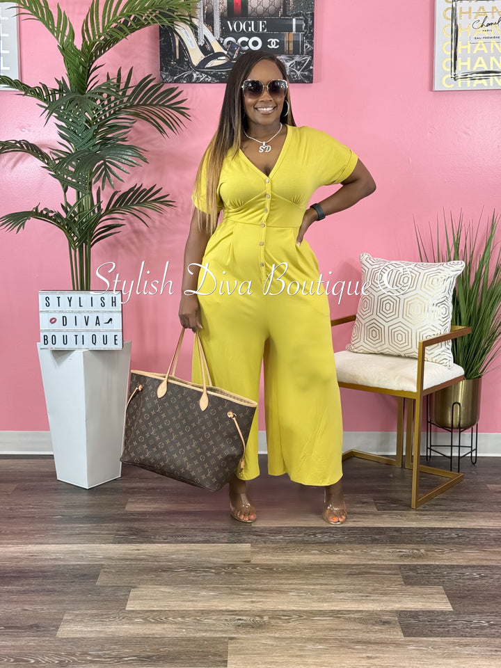 Leanne Capri Jumpsuit (Lt Mustard)