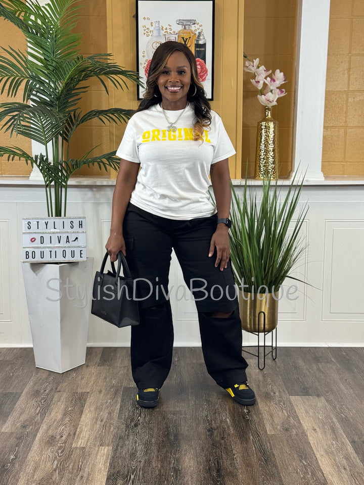 ORIGINAL Signature Graphic Tee (White Shirt/Yellow Print)