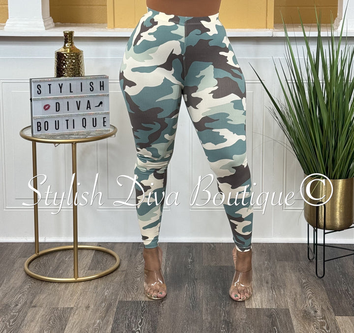 Butter Soft Camo Print Leggings (Green Camo)