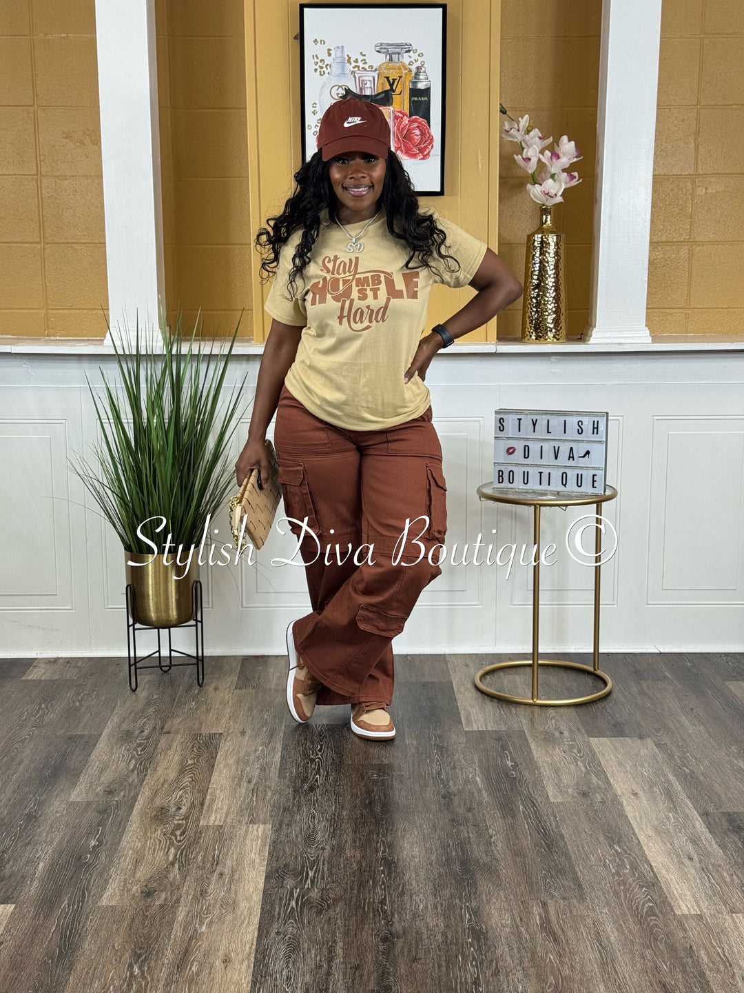 Always Ready Wide Leg Cargo Pants (Rust Brown)