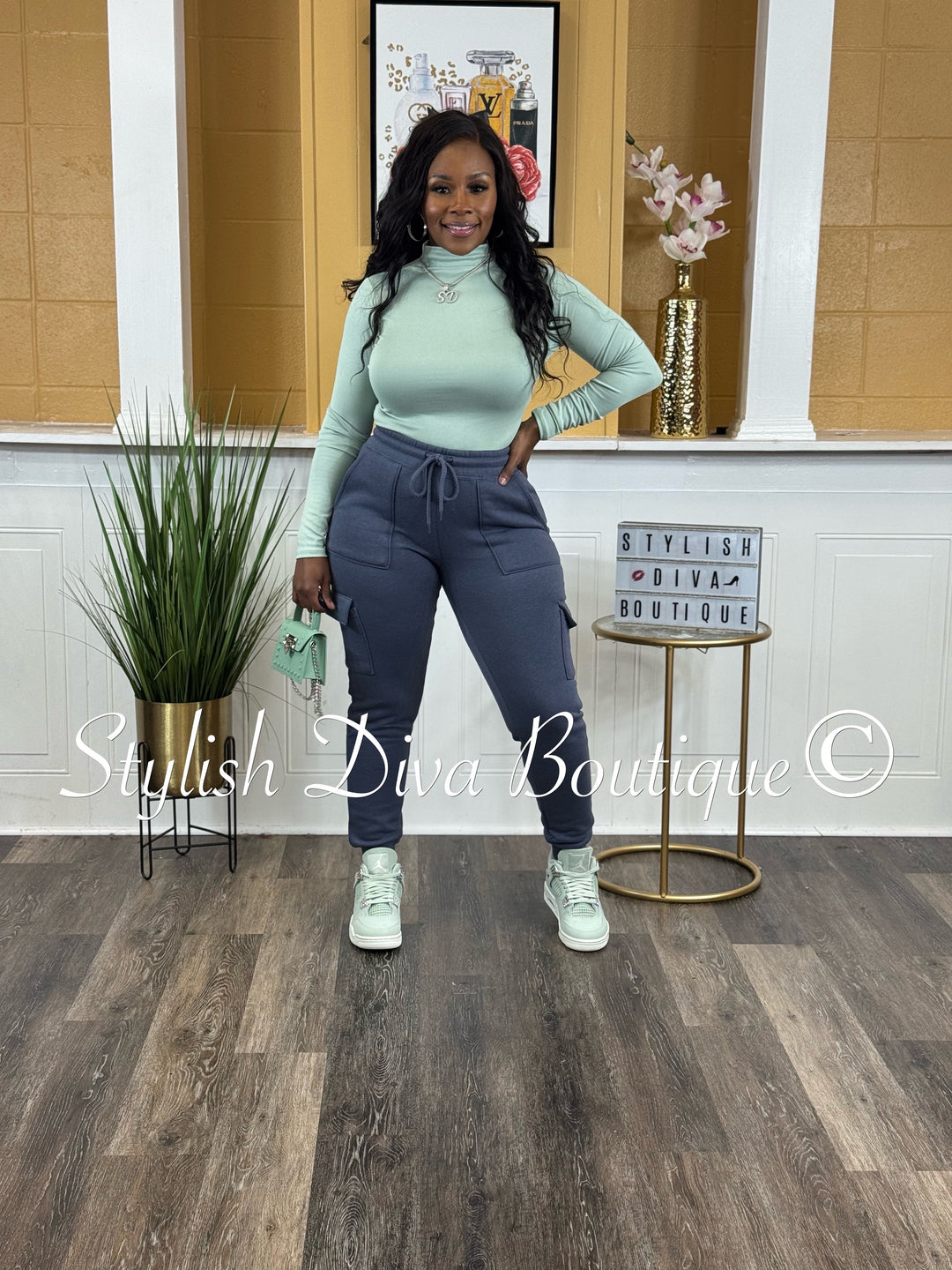 In A Mood Cargo Joggers (Denim Blue)