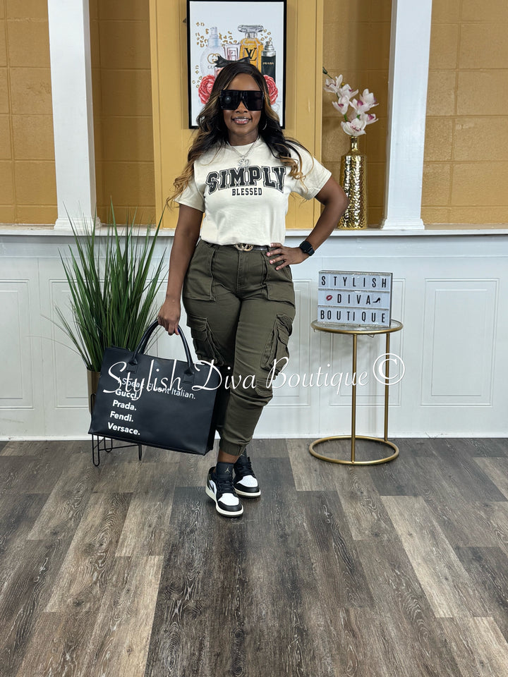 Sienna Cargo Joggers up to 3XL (Olive)