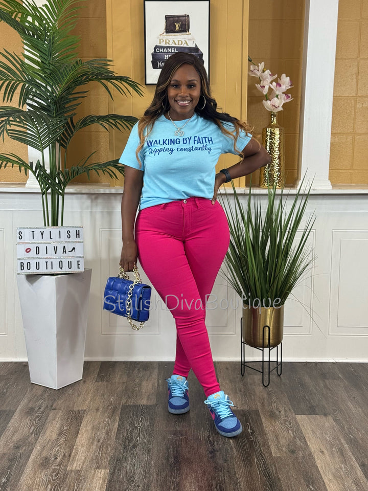 So Curvy Stretch Skinny Jeans up to 2XL (Fuchsia Pink)