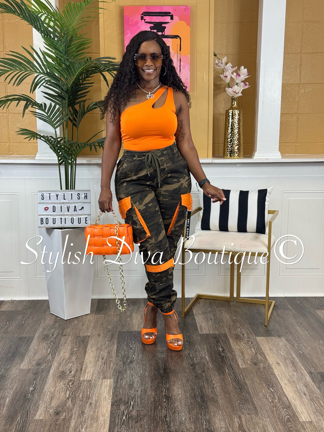 Camo Cargo Joggers up to 3XL (Camo/Orange)