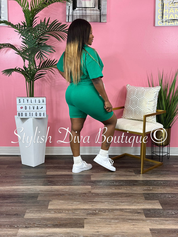 Weekend Vibes Biker Set (Green)