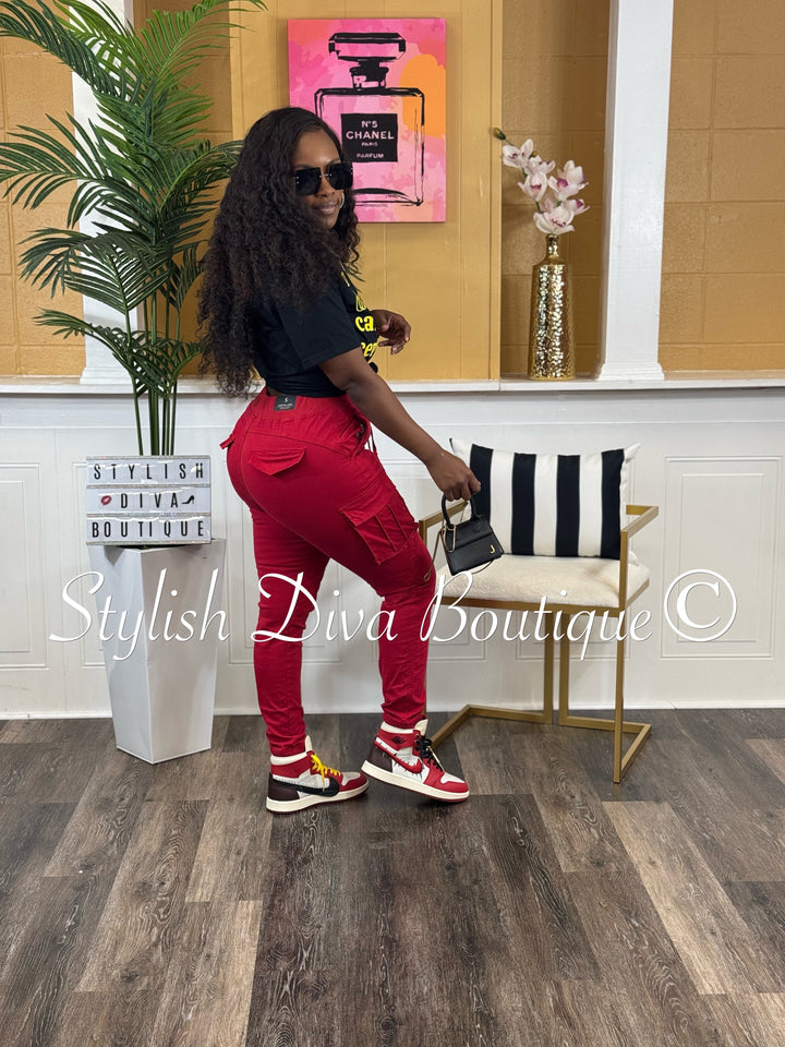 Kima Cargo Joggers up to 3XL (Red)