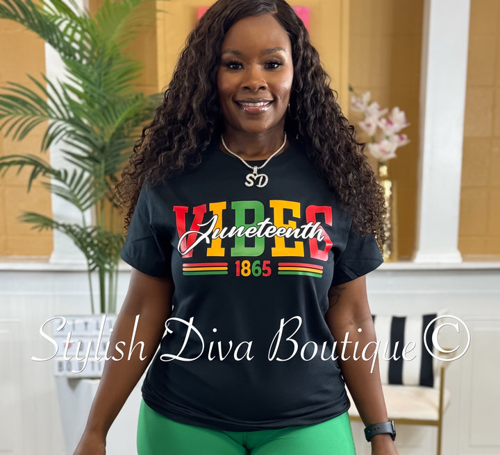 Juneteenth Vibes T-Shirt (Multi-Color Print)