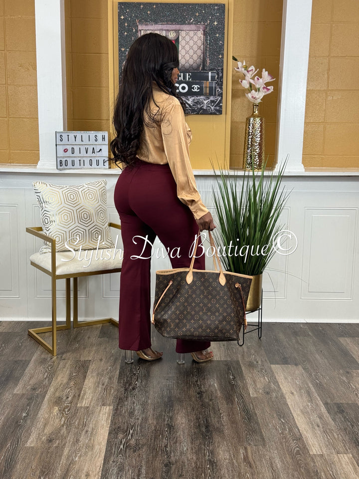 Gia Flare Pants (Dk Burgundy)