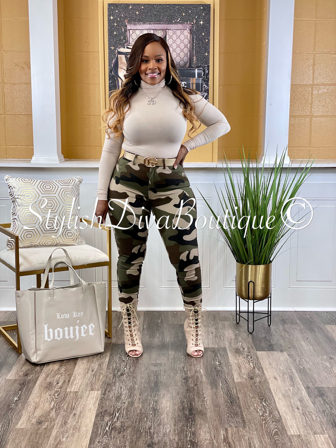 So Curvy Stretch Skinny Jeans up to 2XL (Light Camo)