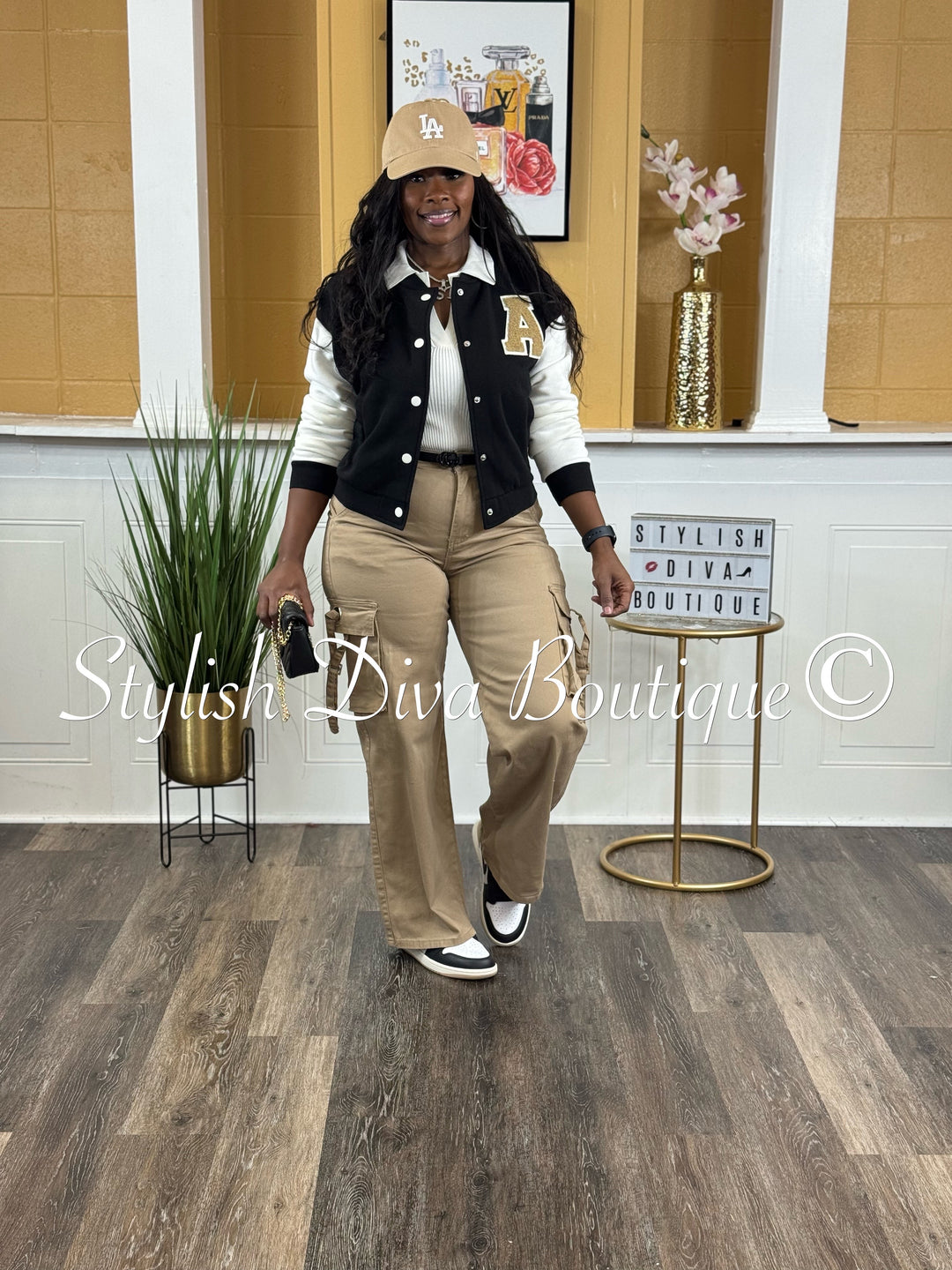 A Plus Varsity Jacket (Black/Khaki)