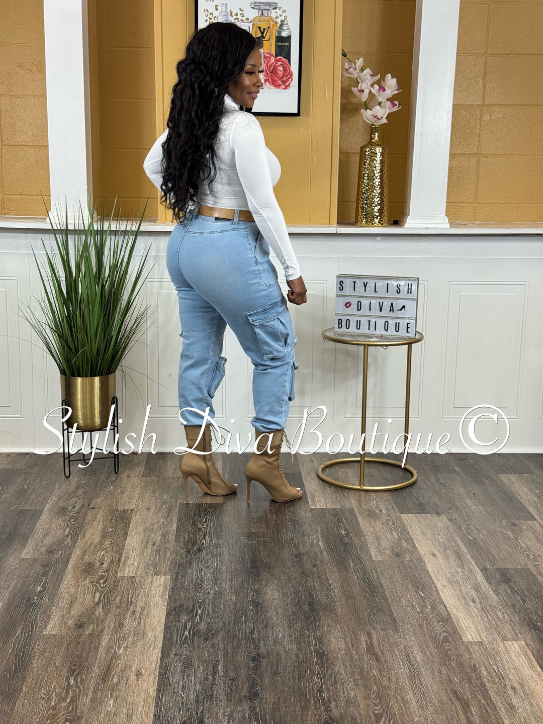 Good Vibes Denim Joggers (Light Denim Wash)