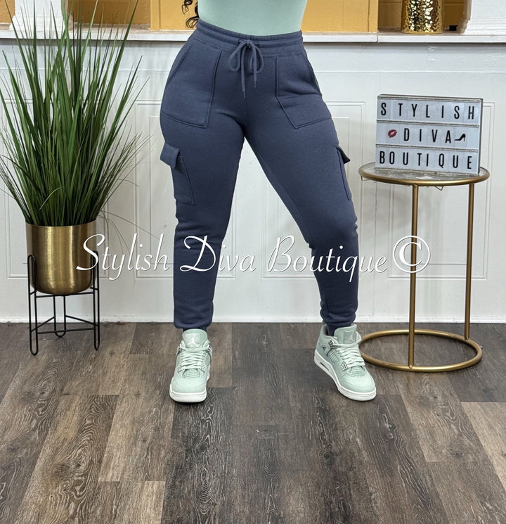 In A Mood Cargo Joggers (Denim Blue)