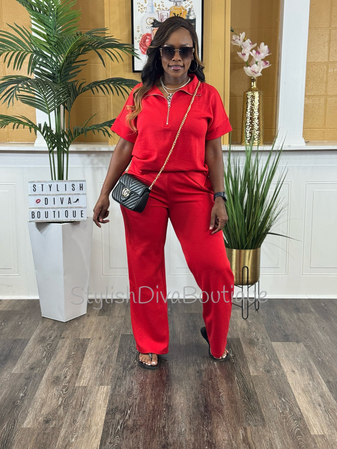 Polished Ease Half Zip Set Up to 3XL (Red)