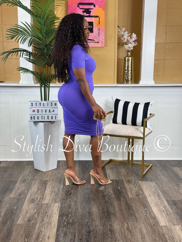 Coco Wrapped Midi Dress (Purple)