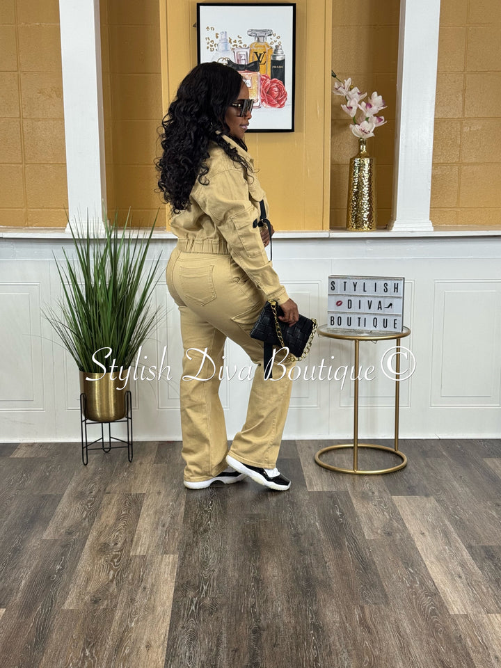 Power Play Cropped Jacket (Khaki/Black)