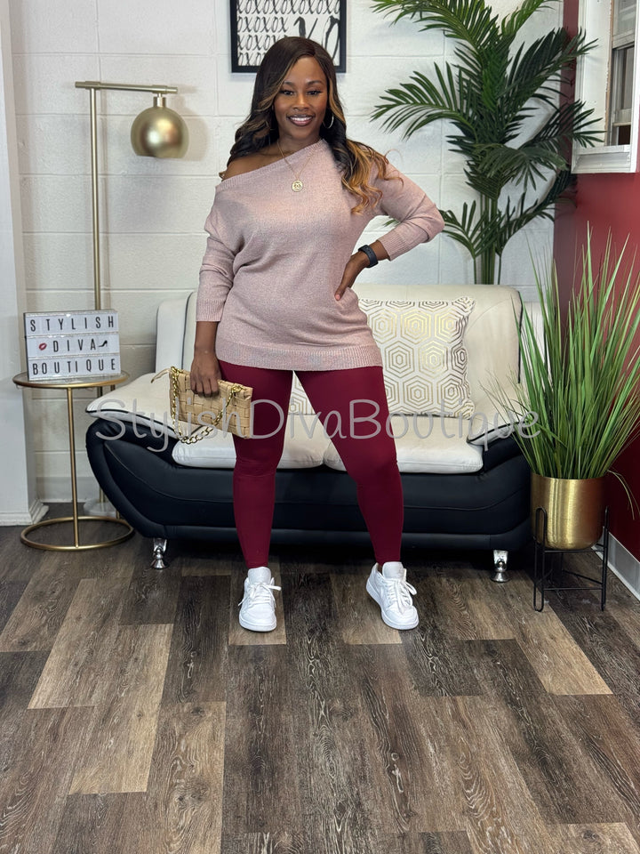 Butter Soft Microfiber Leggings up to 3XL (Cabernet)