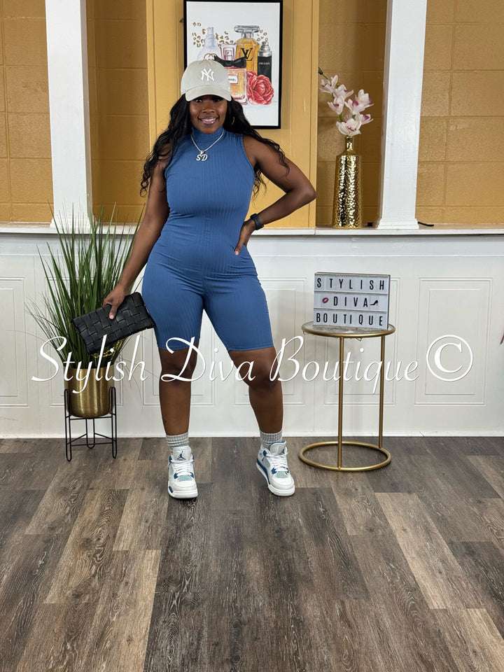 Can’t Resist Sleeveless Romper (Blue)