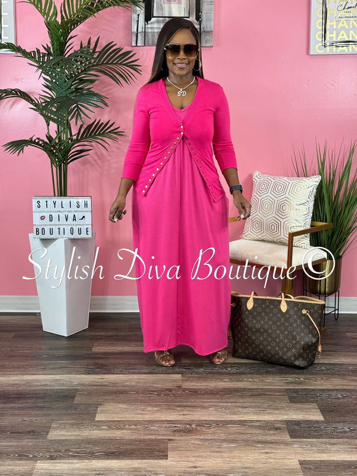 Penelope Maxi Dress Set (Pink)