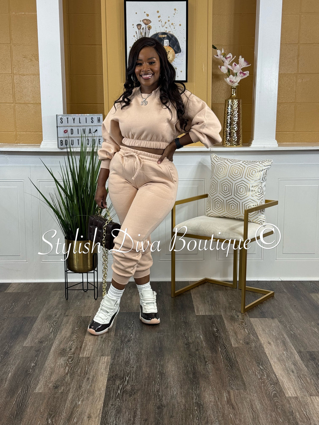 Cindy Cropped Jogger Set (Dusty Blush)