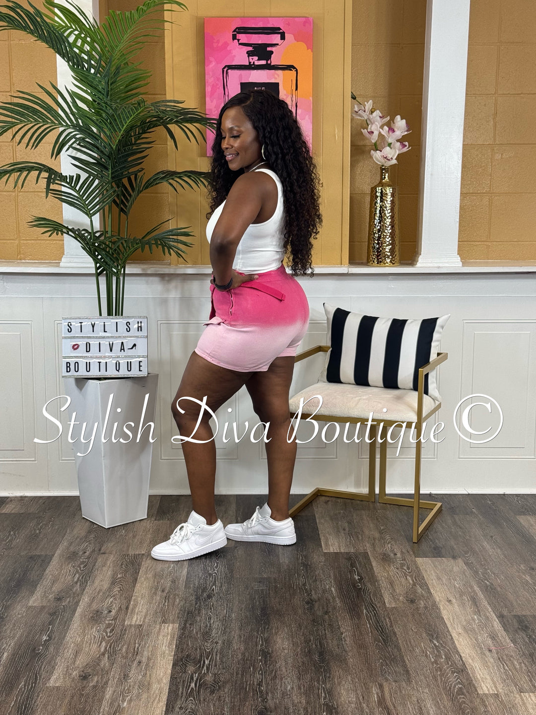 Megan Ombre Washed Mini Skort (Pink)