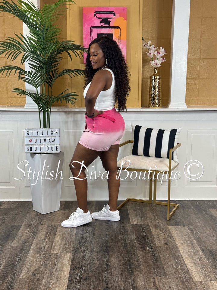 Megan Ombre Washed Mini Skort (Pink)
