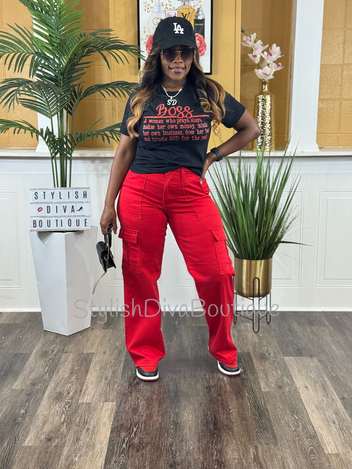 London Cargo Jeans (Red)
