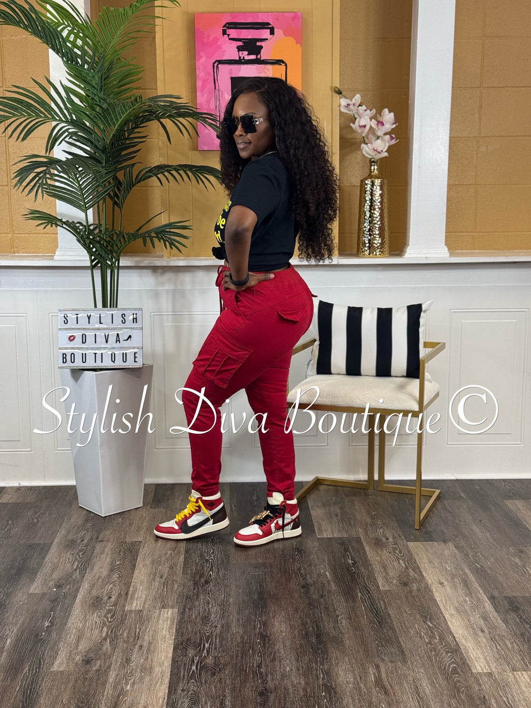 Kima Cargo Joggers up to 3XL (Red)