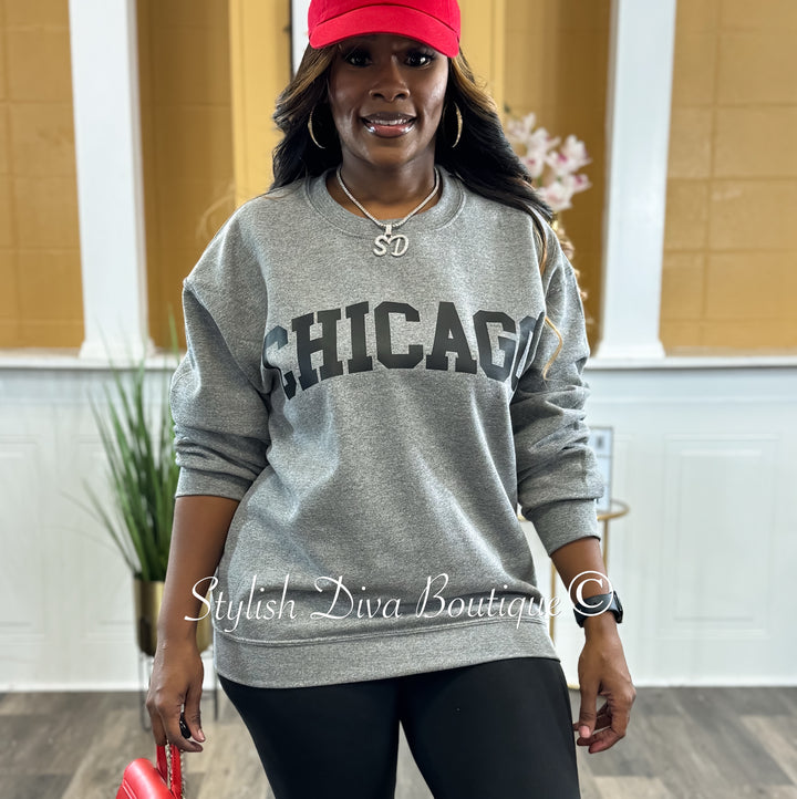 Chicago Sweatshirt Only up to 3XL (Black Print)