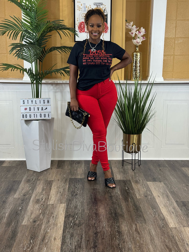 So Curvy Stretch Skinny Jeans up to 2XL (Red)