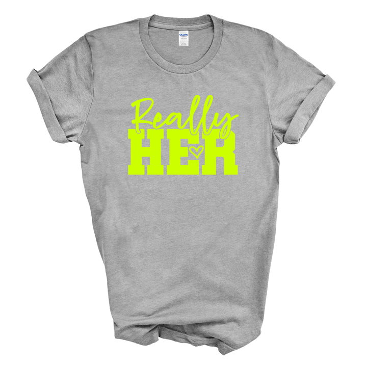 Really HER Graphic Tee (Neon Yellow Print)