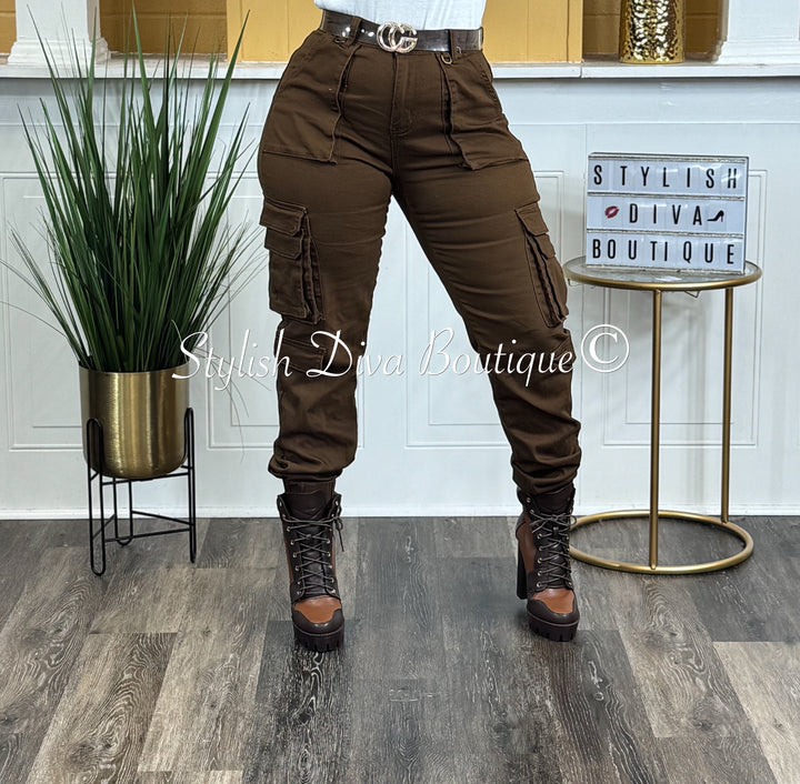 Sienna Cargo Joggers (Chocolate Brown)