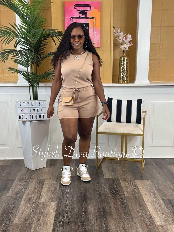 Jamiye Sleeveless Romper (Taupe)