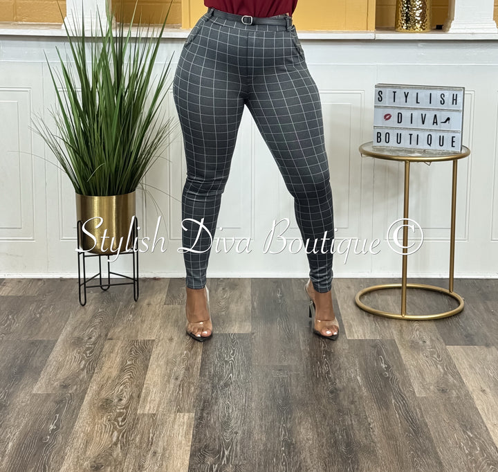 Power Grid Plaid Pants (Charcoal Grey/White)
