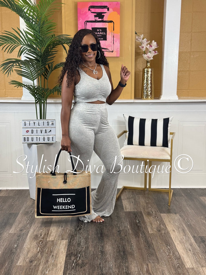 Julissa Cropped Lounge Set (Heather Grey)