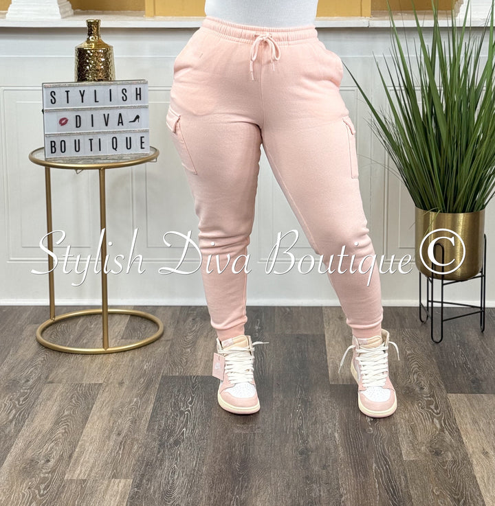 Kallen Fleece Cargo Joggers (Pink)