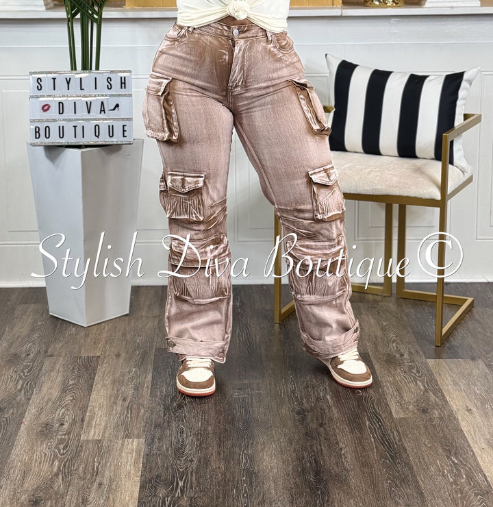 Mecca Acid Washed Cargo Pants (Mocha Brown)