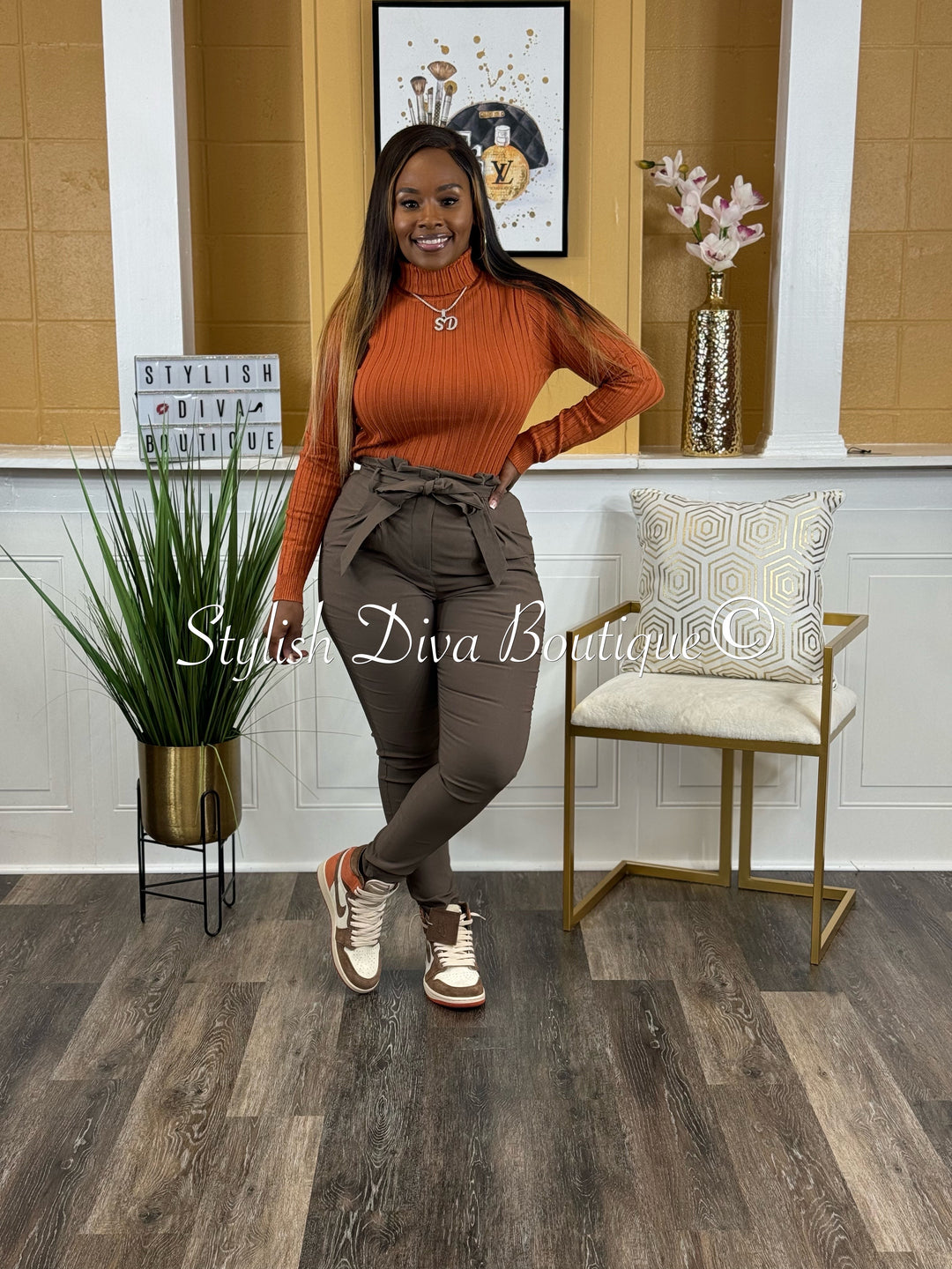 Luxe Diva Pants (Dark Brown)