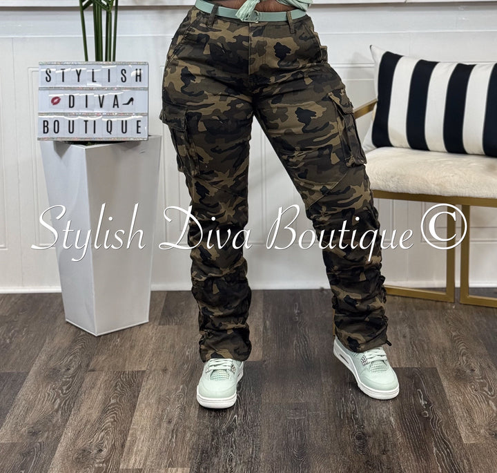 New Look Camo Shirred Pants
